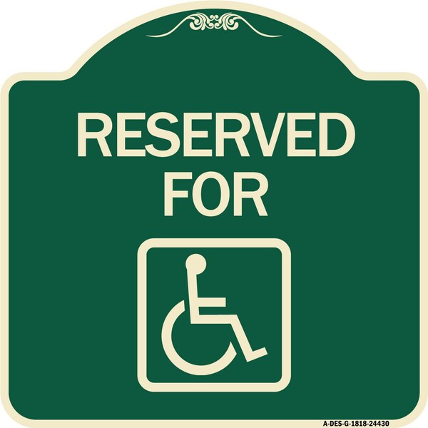 Reserved for With Accessible Symbol Heavy-Gauge Aluminum Architectural Sign, 18" x 18", G-1818-24430